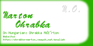 marton ohrabka business card